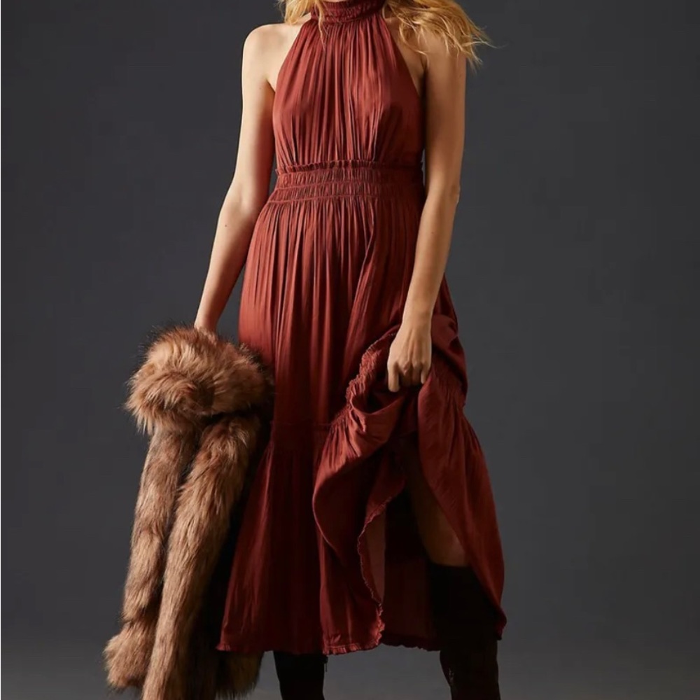 Anthropologie Tiered Halter Midi Dress